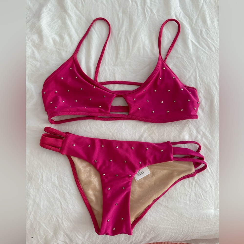 Pink amuse studded bikini